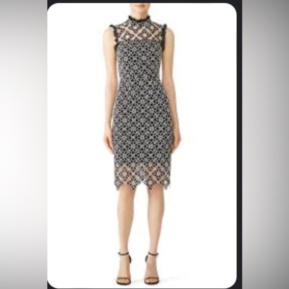 Monique Lhuillier Brocade Eyelet midi Dress